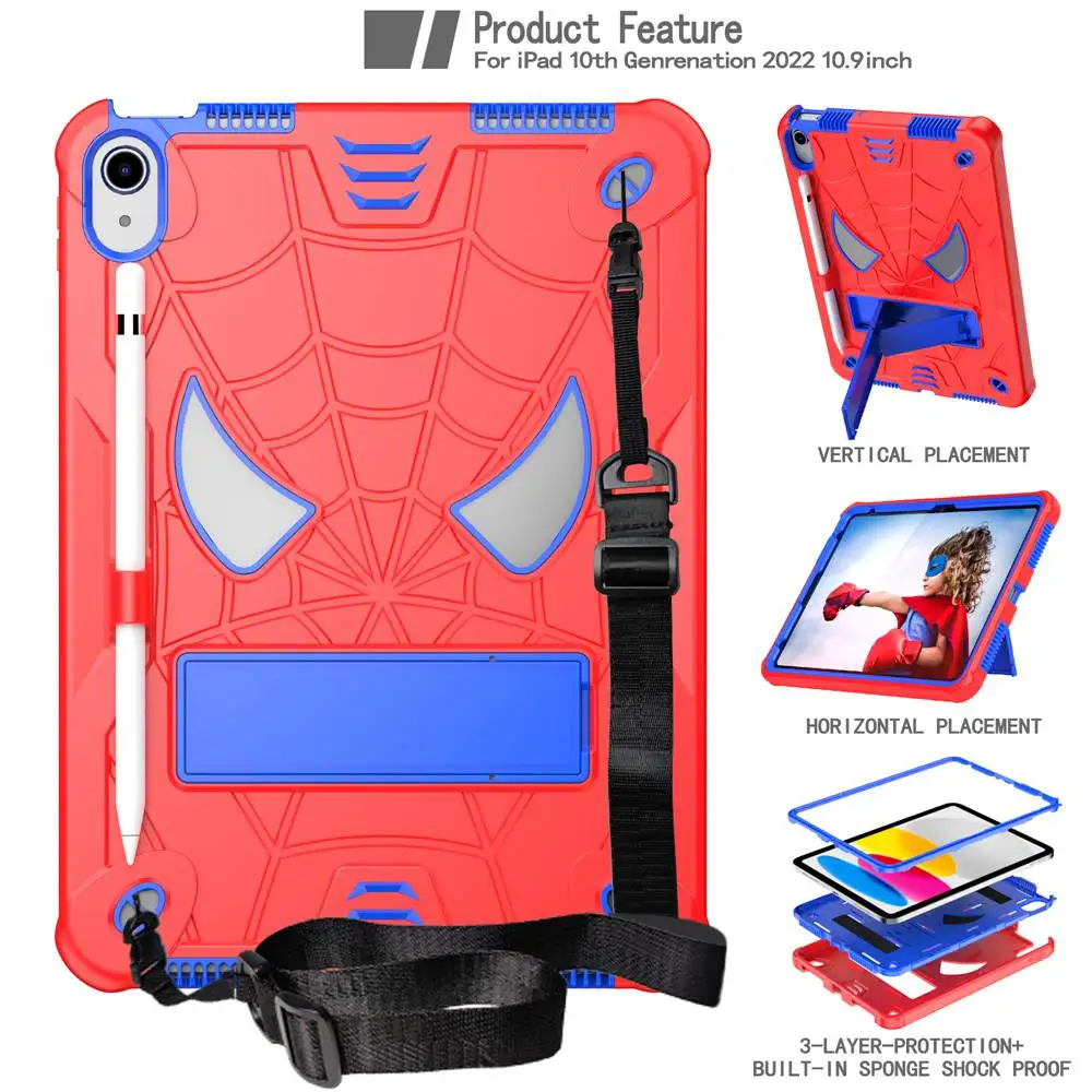 Etui na iPada 10. generacji 10.9 cala A2696 A2757 A2777 Silikon + PC Pokrowiec na tablet do iPada 11. generacji A16 2025 11 cali A3354 A3355 A3356 + pasek