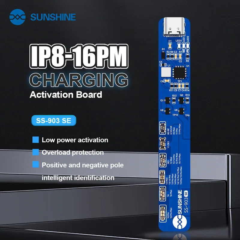 

SUNSHINE SS-903 SE IP8-16PM плата активации зарядки для мобильного телефона 4,2 В регулируемый выход тестер зарядки печатной платы