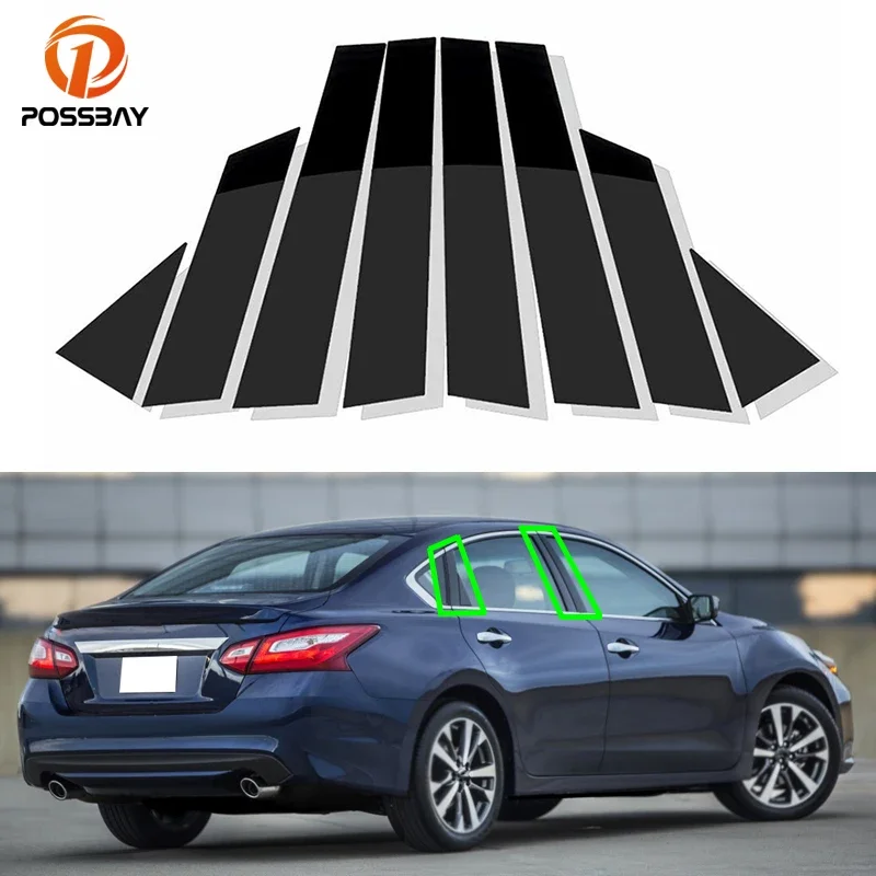 8Pcs For Nissan Altima 2013-2018 Car Polished Pillar Posts Window Trim Cover Center BC Column Sticker Accessories Exterior Parts