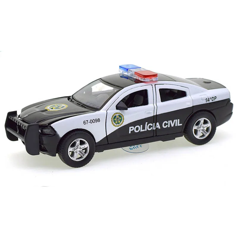 1:32 Alloy Diecasts Simulation Police Model Toy Cars Pull Back Light And Sound Collection Metal Vehicles Ornament For Kids Gifts