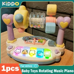 Baby Piano Toys Kids Rotating Music Piano Keyboard with Light Sound, Musical Toys for Toddlers,Early Educational Music Toy Gifts