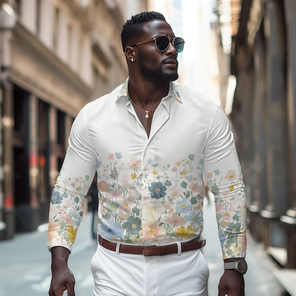 

Beautiful floral printed long sleeved shirt, Spring and Autumn new style