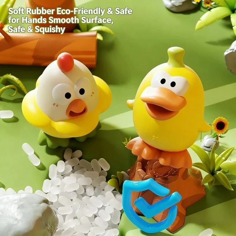 Giocattolo di pollo urlante per bambini Simpatico anatra gialla Giocattolo per pizzicare il bambino Alleviare lo stress Capacità di presa per esercizi in silicone sicuro