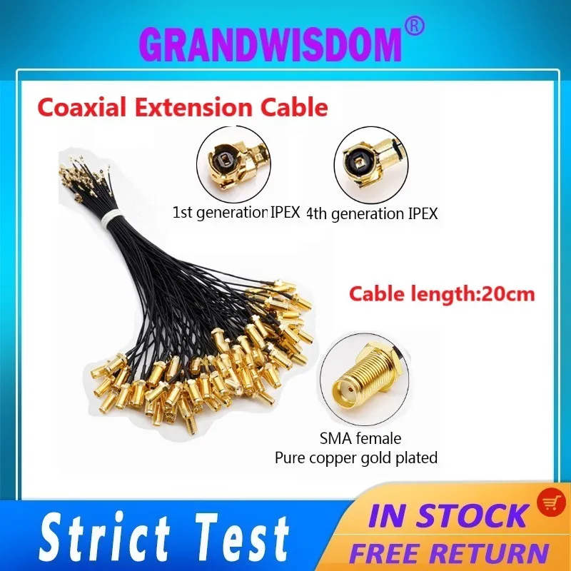 

GWS 50PCS 20CM coaxial extension cable UF.L IPEX 1/IPEX4 to sma FEMALE jumper cable for WIFI 3G 4G 5G RF connector