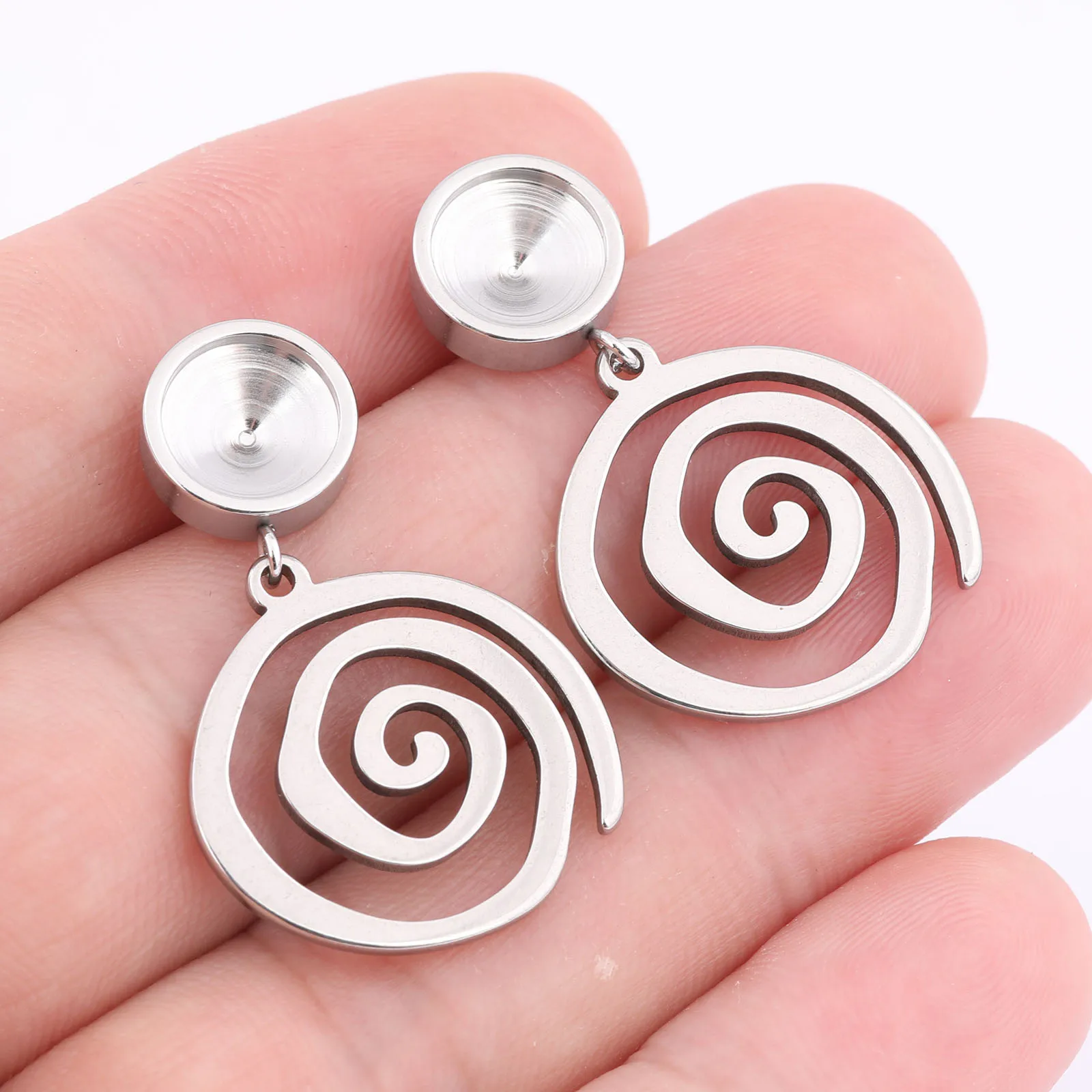 

6pcs Stainless Steel Circle Charm Earring Base Setting Blanks Studs For 8mm Pointback Stones Diy Jewelry Making Accessories