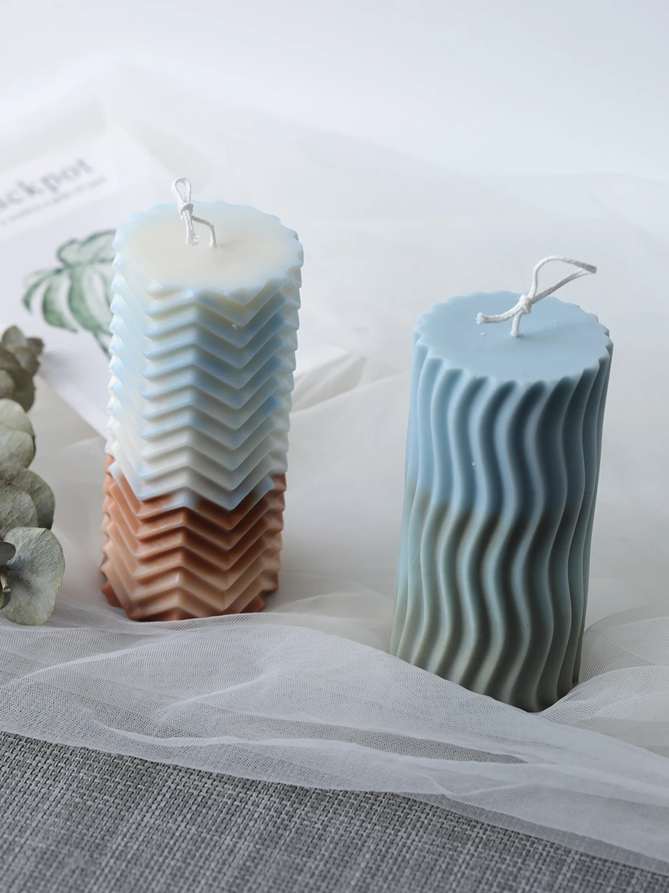 PRZY Mould Mold Silicones Water Cube Cylindrical Horizontal Folds Vertical Ripples Mold Bubble Molds Handmade Clay Resin Candle