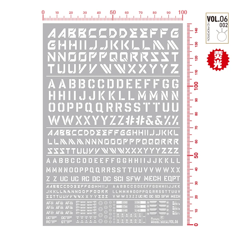 HOBBY MIO VOL6 Model Decals English Characters Water Stickers Fluorescent Model Building Tools Hobby DIY Accessories