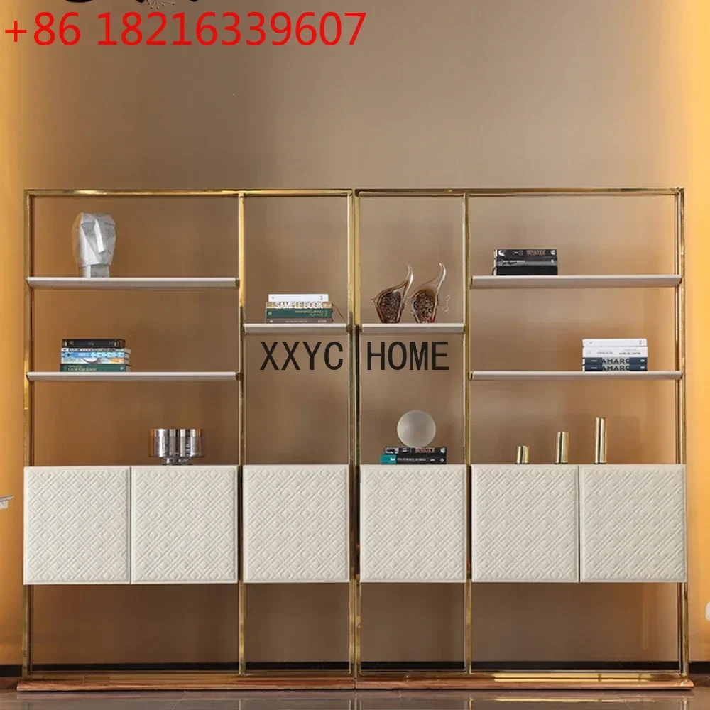 TAO Light Luxury Multi-Layer Stainless Steel Bookshelf Storage Study Hall Decoration Display Stand