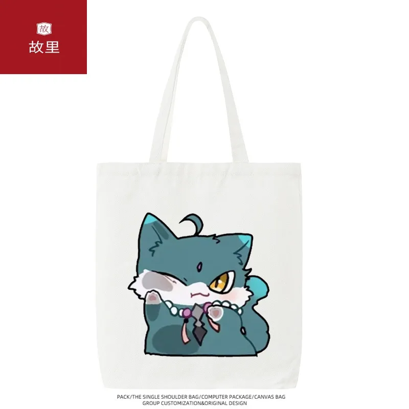 Impact Q Cat Version Scaramouche Mondrian Genshin Game Merchandise Shoulder Canvas Bag Casual Student Ani