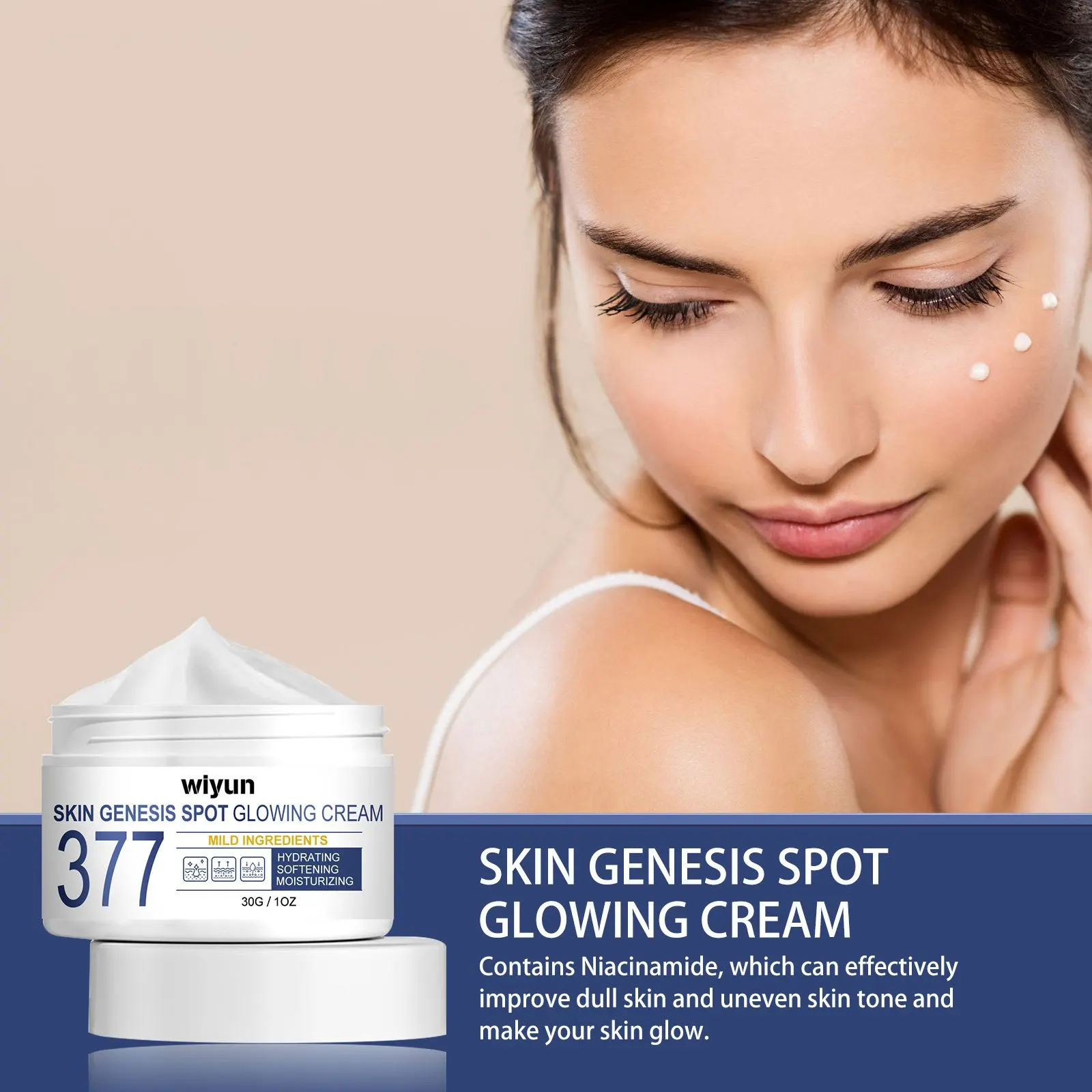Nicotinamide Brightening Cream Anti Melanin Pigmentation Lighten Dull Skin Tone Moisturizing Firming Shrink Pores 377 Face Cream