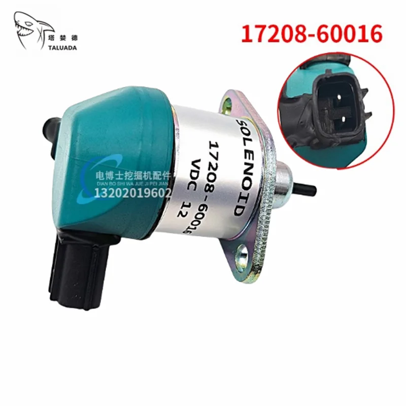 For Kubota Flameout Switch Stop Solenoid D1005 D1105 V1505 Excavator Parts Engine Flameout Switch Solenoid 17208-60016