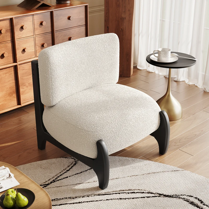 

Nordic Luxury Modern Solid Wood Arm Sofa Chair Leisure Living Room Bedroom White Lazy Accent Single Side Lounge Relax Design