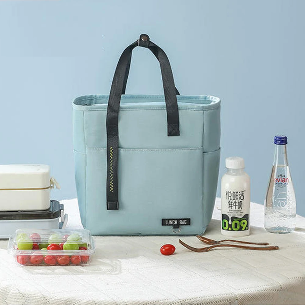 Zipper Cooler Bag Simple Design Insulated Lunch Bag Handheld Lunch Bag Easy To Clean Large Capacity Food Carrier For Outdoor