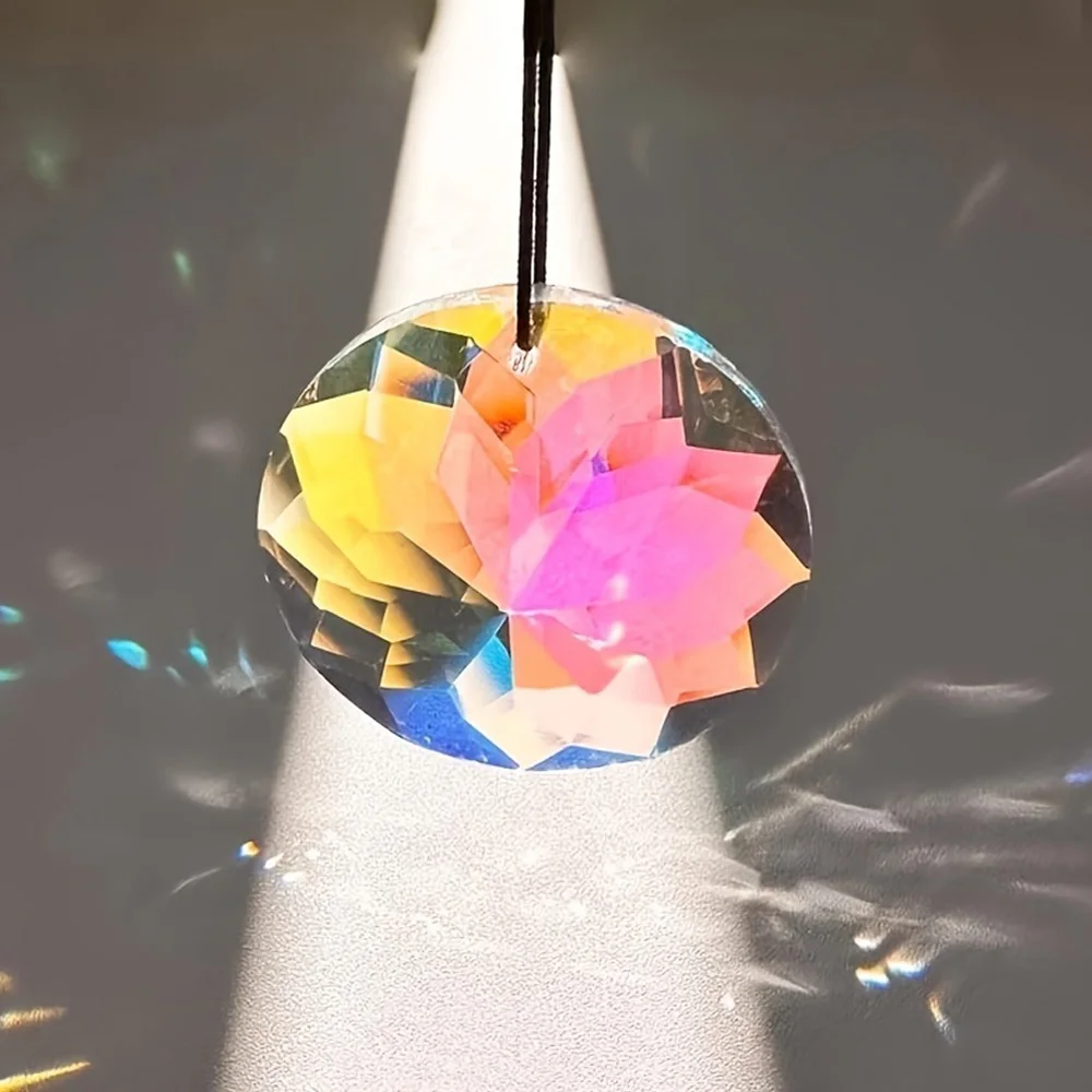 K9 Crystal Round Mandala Flower Suncatcher Ornament Rainbow Maker Prism Chandelier Home Wedding Party Hanging Decoration