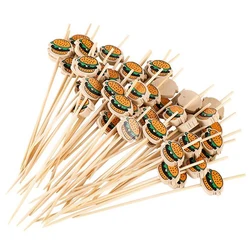 100Pcs Hamburger Garnish Bamboo Sticks Disposable Fruit Sticks Food Picks Sandwich Decor bento accessories Party Buffet Fork