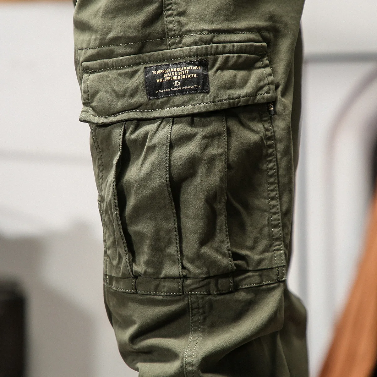 

Casual Cargo Pants Men Cotton Pockets Elastic Waist Pants Men Tactical Green Black Khaki Trousers for male Jogger