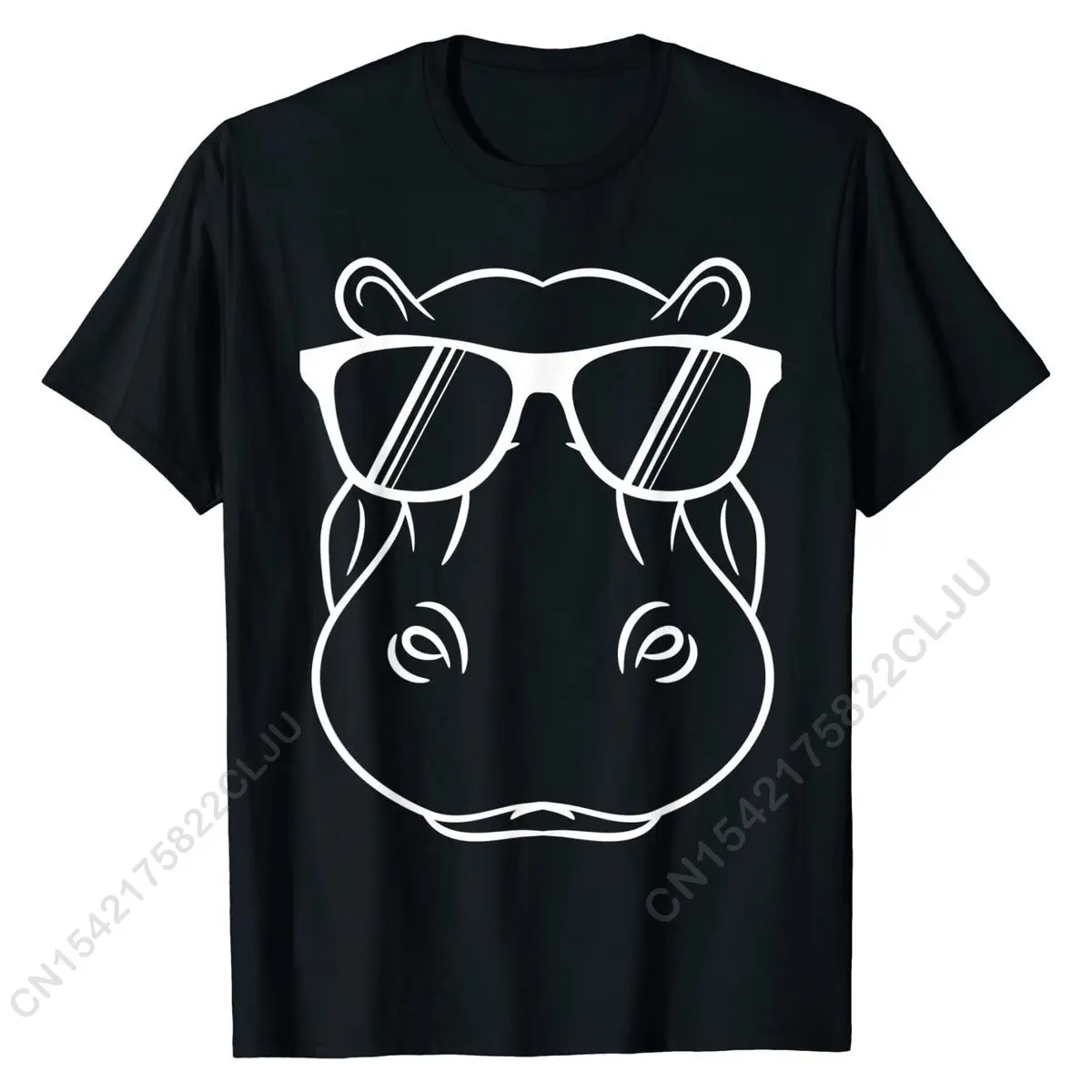 Cool Hippo Design - Cute Hippopotamus W/ Sunglass T-Shirt Crazy Men Top T-shirts Faddish Cotton Tops T Shirt Street