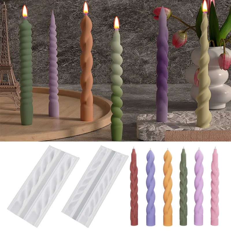 

Geometric Spiral Candle Silicone Mold DIY Twisted Rod Wax Rod Silicone Mold Home Decor Tools Geometric Candle Making Supplies