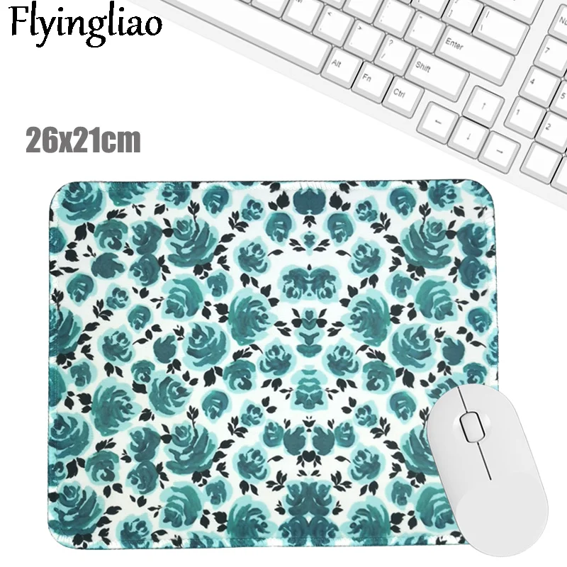 Blue Rose Flowers Creative Office Keyboard Pad Kawaii Laptop Mouse Mat Anti Slip Desk Mats Custom Desk Pad  Mouse Pad Wrist 