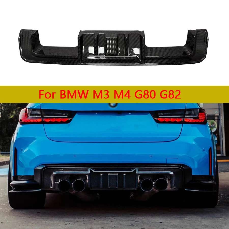 

Для BMW M3 G80 M4 G82 G83 2021+ Карбоновый задний диффузор-спойлер на бампер с подсветкой, автомобильные аксессуары