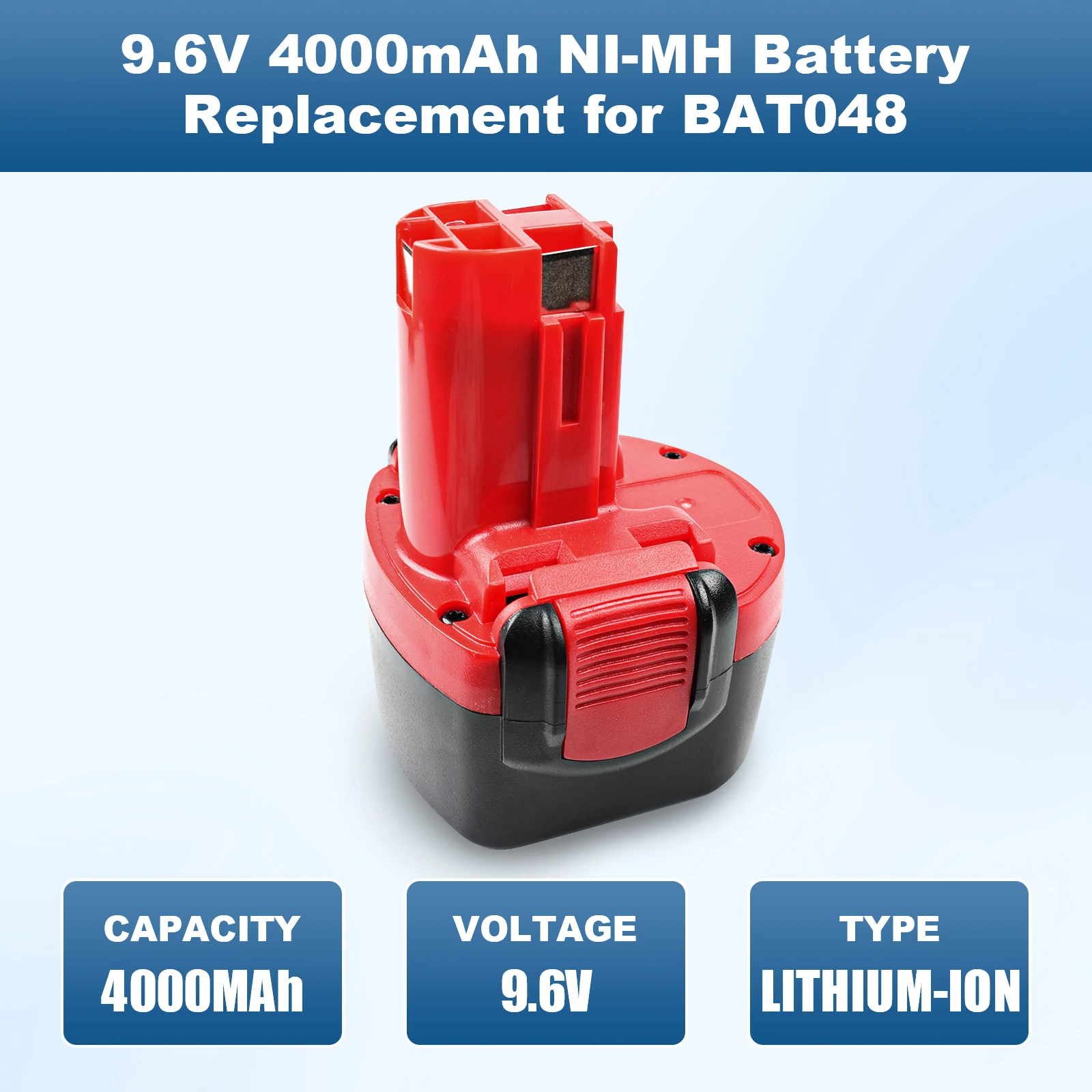 For BOSCH BAT048 9.6V 4000mAh NI-MH Rechargeable Battery Power Tools Battery for Bosch BH984 BAT048 PSR 960 BAT119 L50