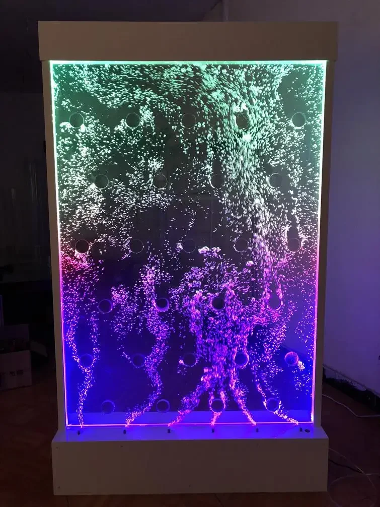 

Large acrylic screen water curtain wall running water bubble wall creative entrance partition