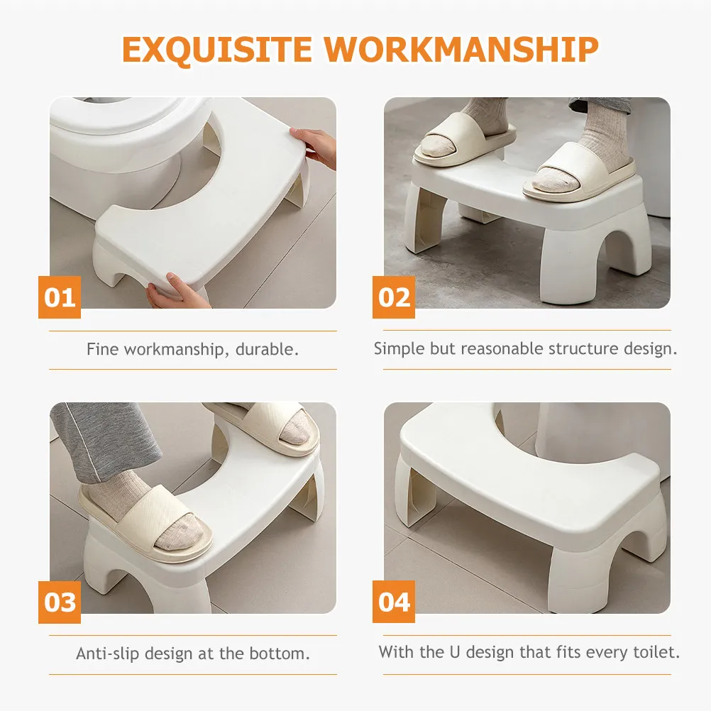 

Thickened Toilet Stool for Adult Feet Portable Plastic Child Squat Step Nonslip Durable White Bathroom Use