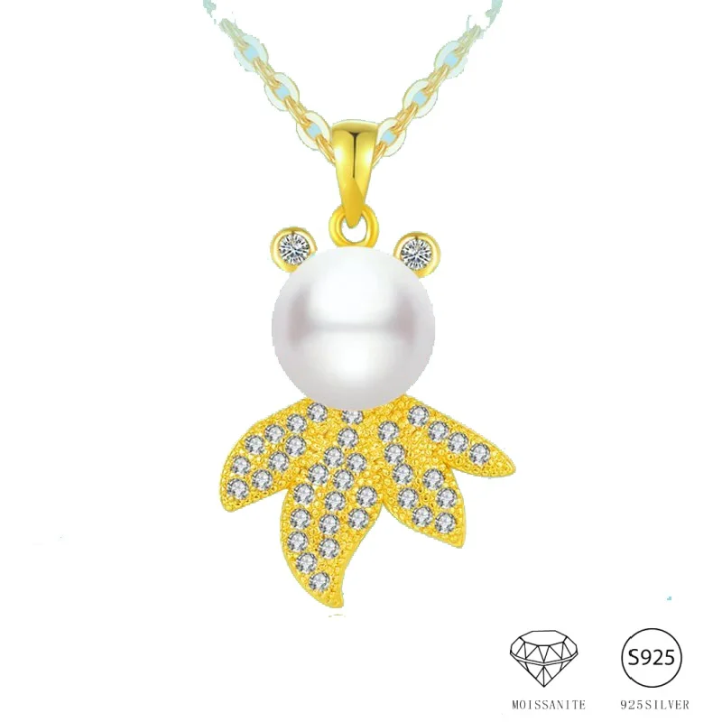 

Natural pearl inlaid goldfish necklace, exquisite and fashionable women's jewelry