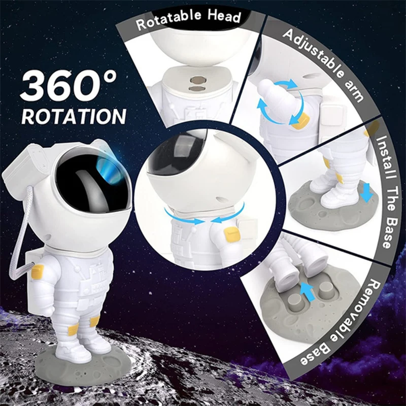 Projecteur d\'astronaute pour la chambre des enfants, projecteur de veilleuse étoilée, de galaxie et d\'étoiles, jouets de Projection pour filles et