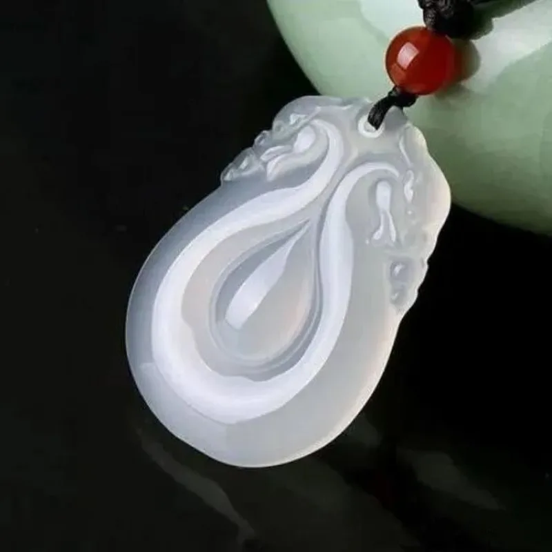 

New Agate Ice Chalcedony Ruyi Water Drop Pendant Men's and Women's Popular Pendant
