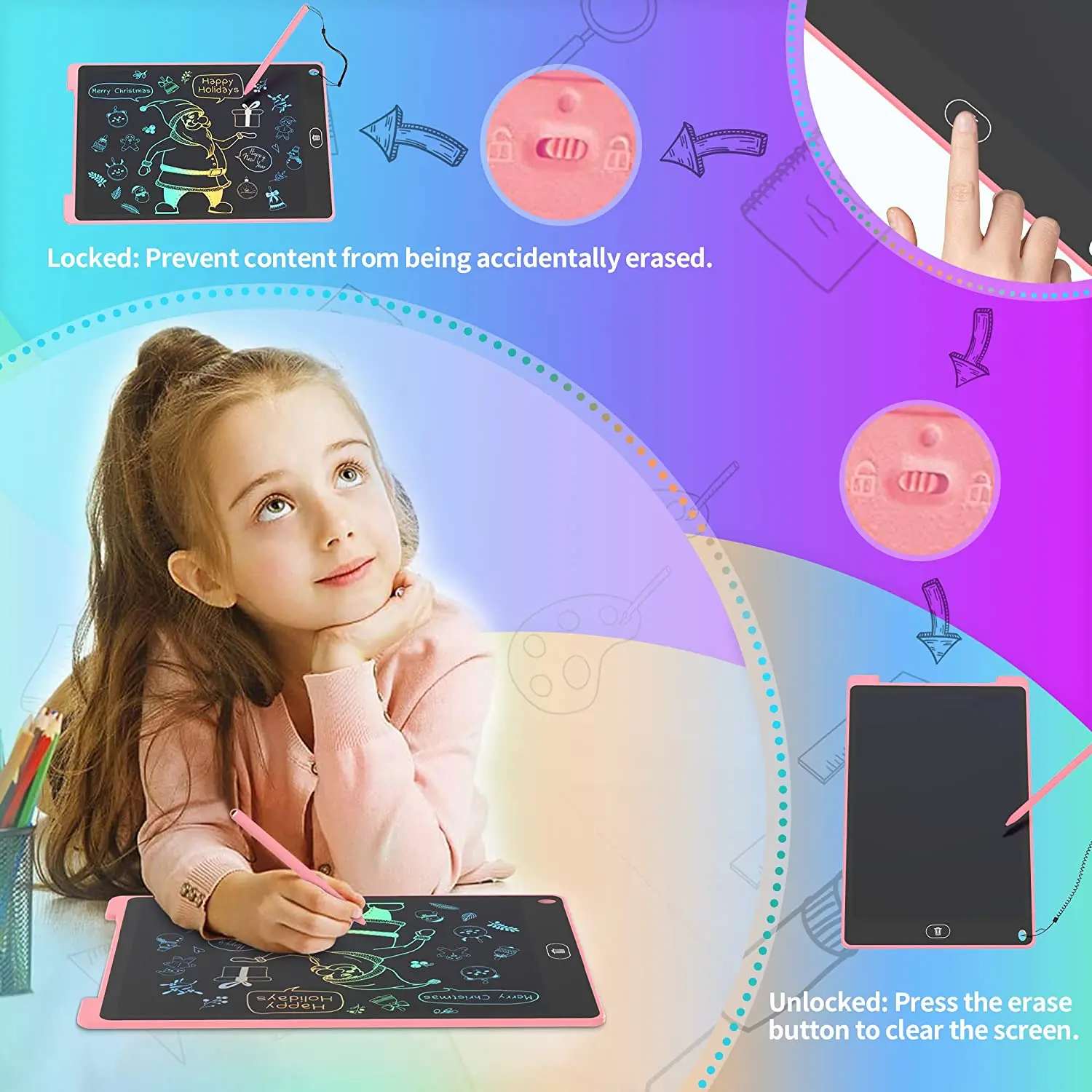 Tablets elektronische Handschrift Pad 12 Zoll Schreib brett Zeichen tablett LCD-Bildschirm Schreibtafel digitale Grafik spielzeug für Kinder