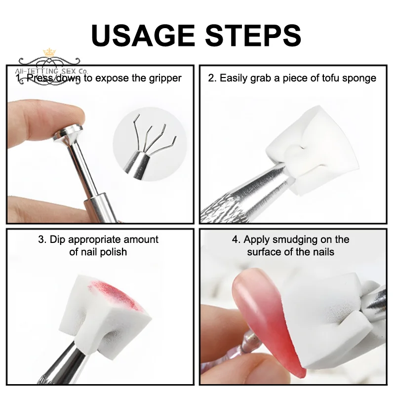 100Pcs/Box Nail Sponge Gripper Tools Nail Art Sponge With Grab Clip Soft Sponges Macaron Color Nail Art Stamper Tools