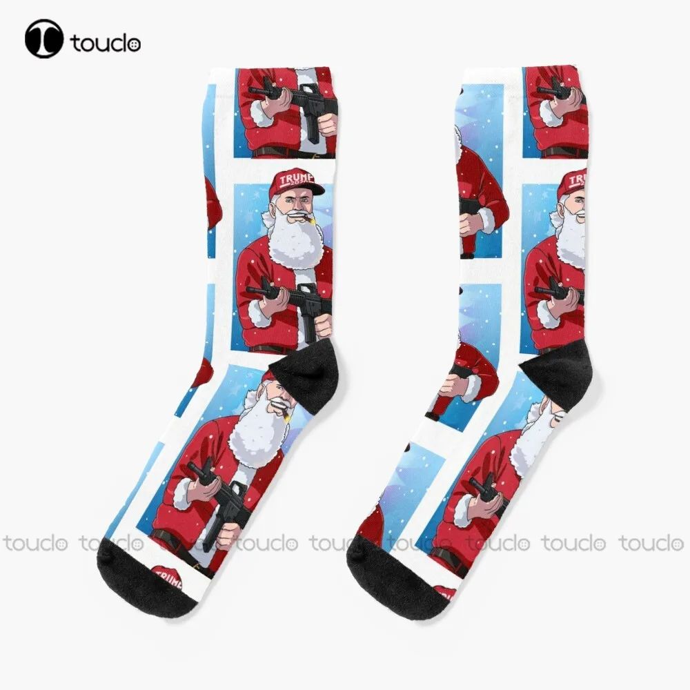 Santa Claus Trump Supporter Christmas Socks Funny Socks For Men Personalized Custom Unisex Adult Teen Youth Socks New Popular