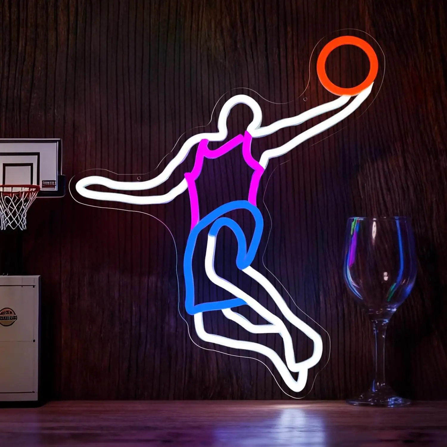 

Basketball Neon Sign for Wall Decor LED Sign Slam Dunk Neon Lights for Boys Game Room Man Cave Fan Party Teen Bedroom Sports Fan