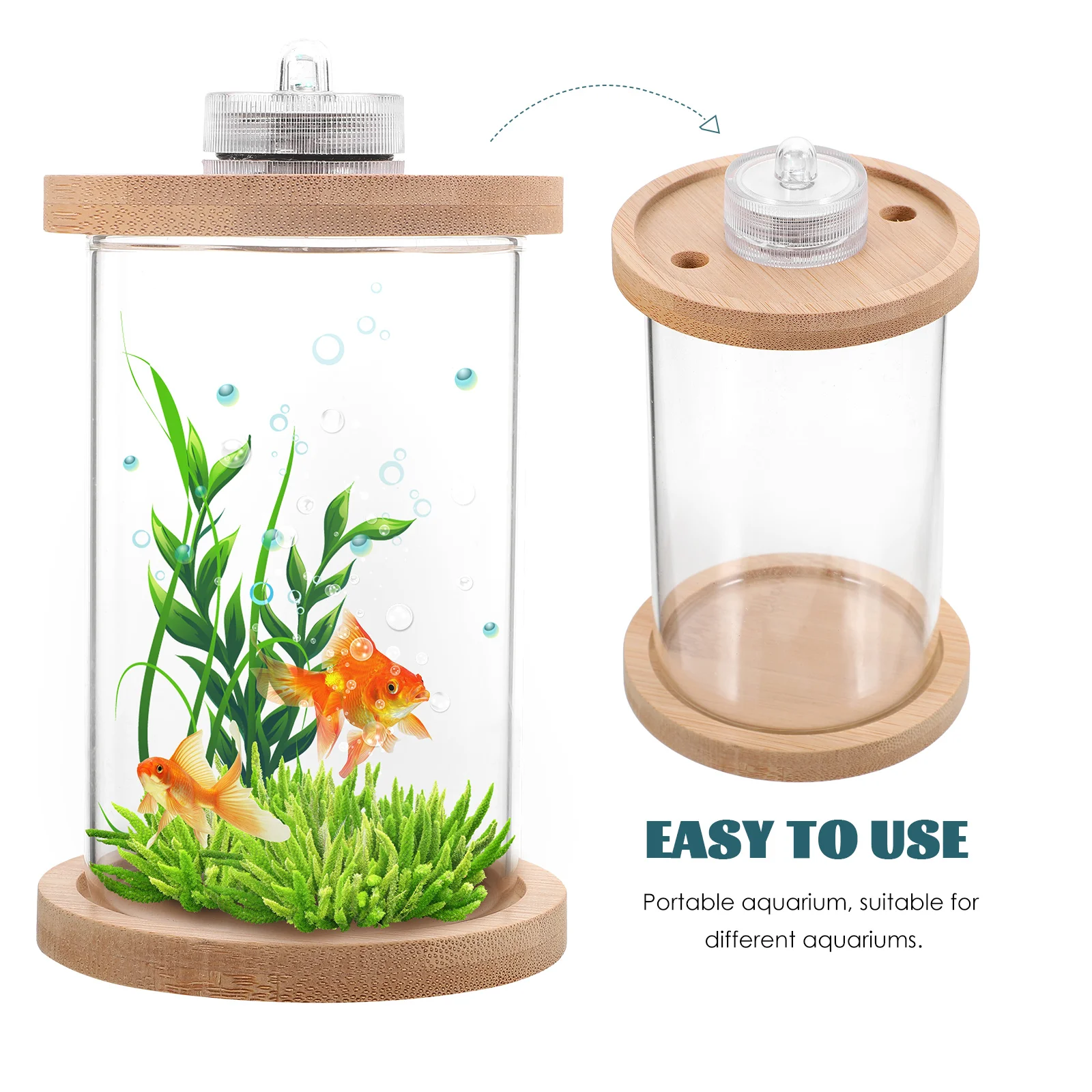 

Mini Fish Tank Terrarium with LED Light Kit Betta Small Desk Aquarium Glass Baby