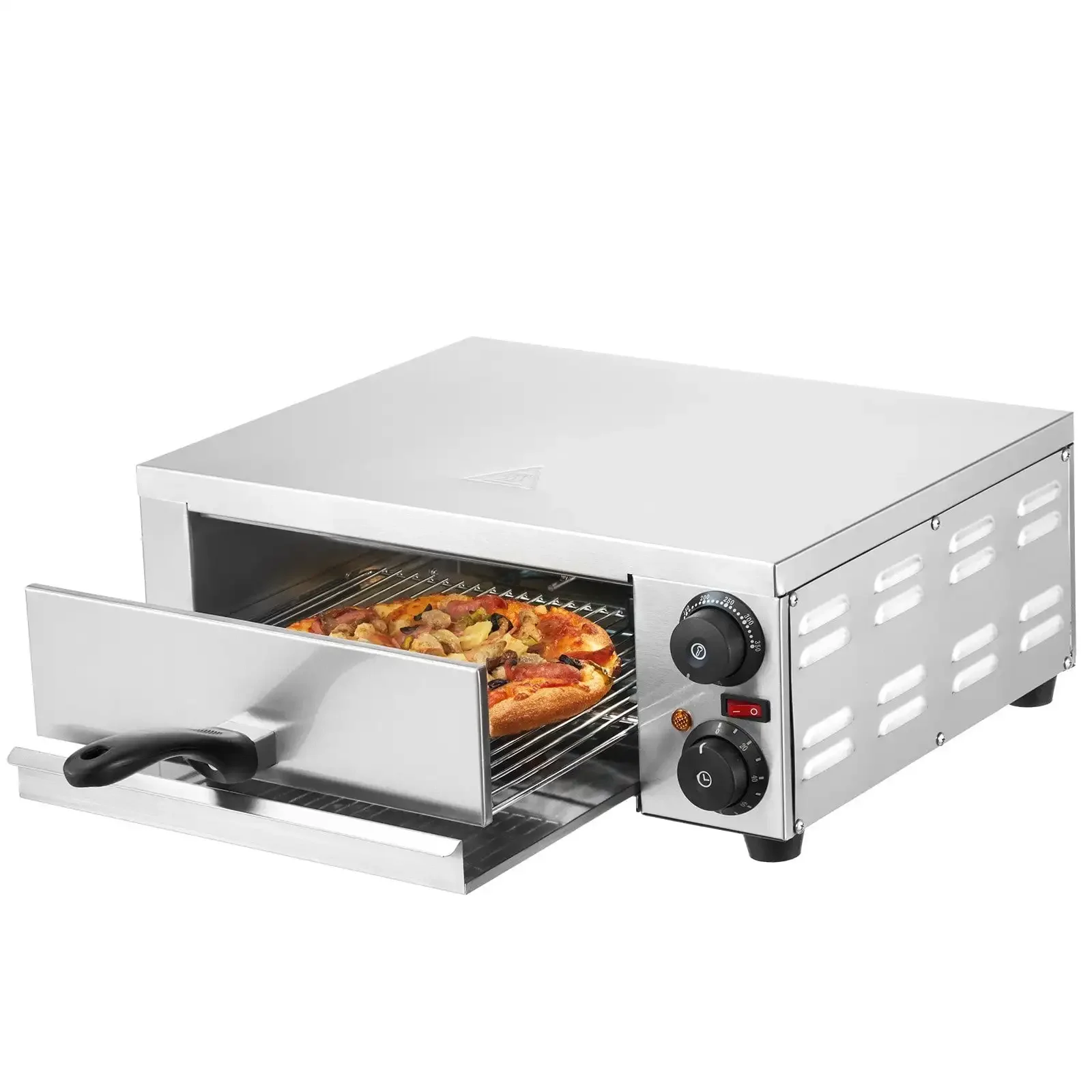 

Electric Countertop Pizza Oven 12" 1500W Adjustable Temp 0-120Min Timer