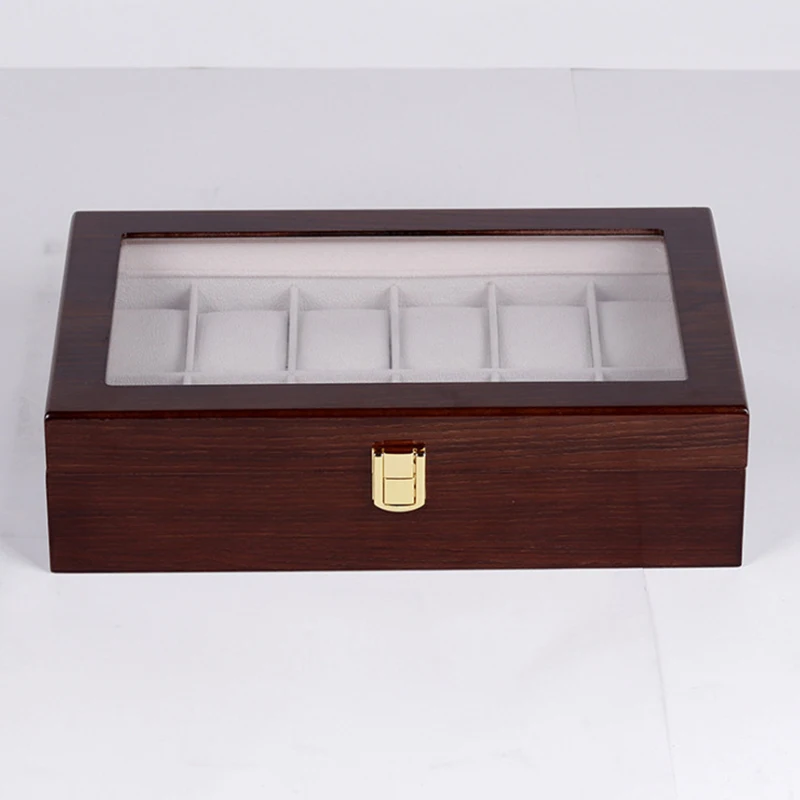 Caja de reloj de madera hecha a mano de lujo para hombres y mujeres, almacenamiento de joyas, caja de embalaje, exhibición de organizador de reloj,