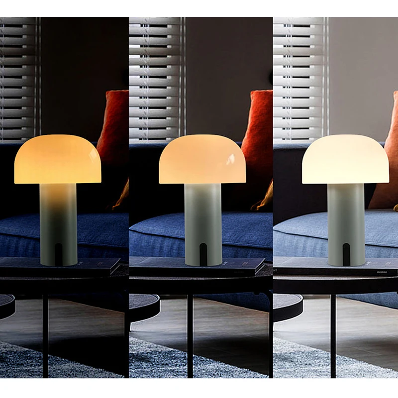 Imagem -04 - Mushroom Table Lamp com Infinito Escurecimento Toque Atmosfera Luz sem Fio Cabeceira Luz da Noite Decorativo Design Europeu