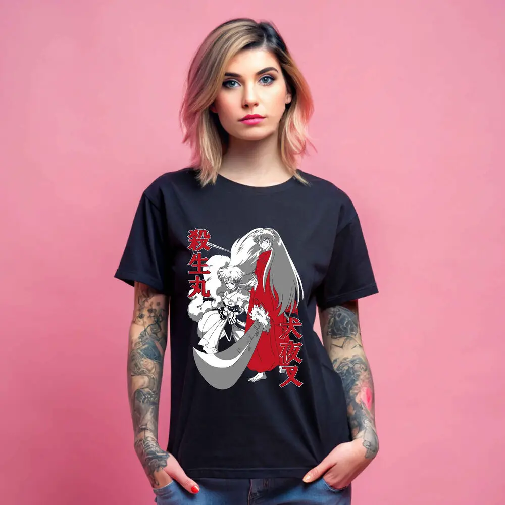 Inuyasha Sesshomaru T-shirt Red Moon Inu Yasha Kawaii Anime Tee Shirt Black 299