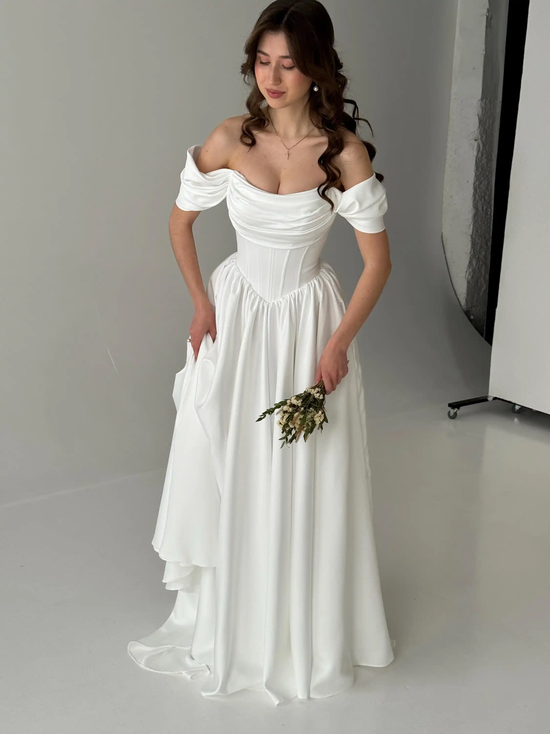 

Современные свадебные платья с открытыми плечами, свадебное платье А-силуэта, свадебные платья на заказ, vestidos de novia, robe de mariée