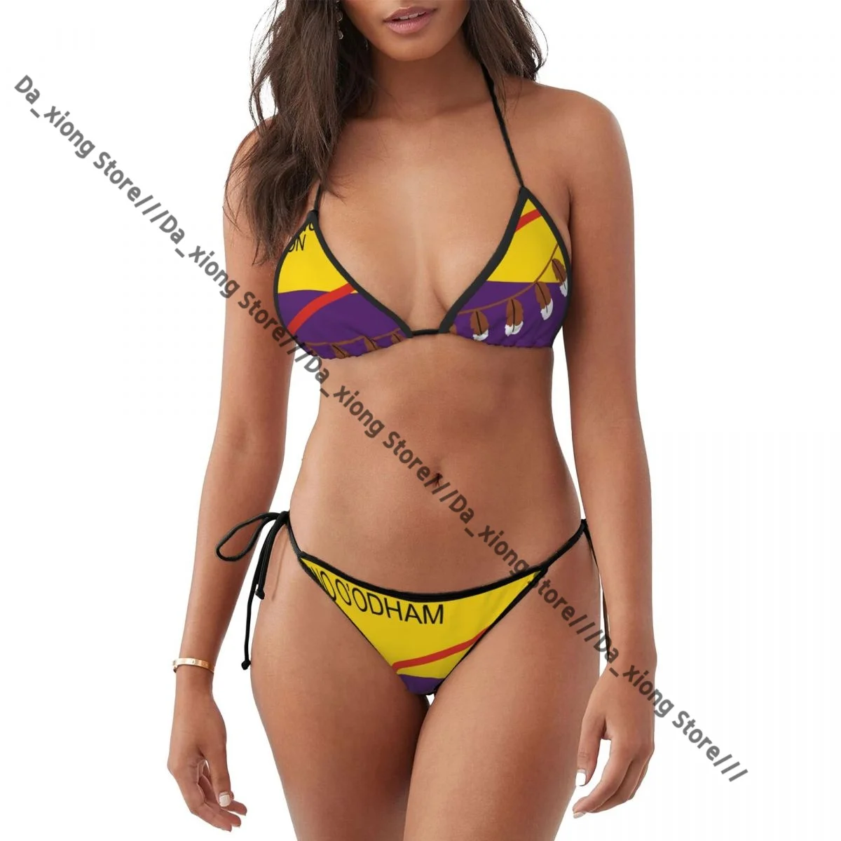 Flag Of The Tohono O'odham Nation Swimsuits Women Sexy Bikinis Swimwear Bathing Suit Micro Thongs Bordered Beachwear