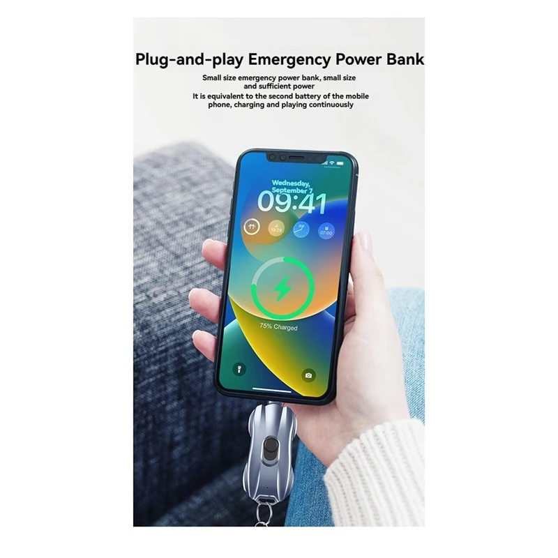 600Mah Mini Portable Power Bank Keychain, Ultra-Thin Type-C Emergency Charger, Compact Outdoor Power Solution
