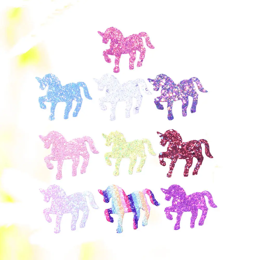 

10Pcs Sparkling Unicorn Hair Clips Glitter Hairpin Making Kit for Kids Premium Hair Decor Materials for Party Festival Wedding