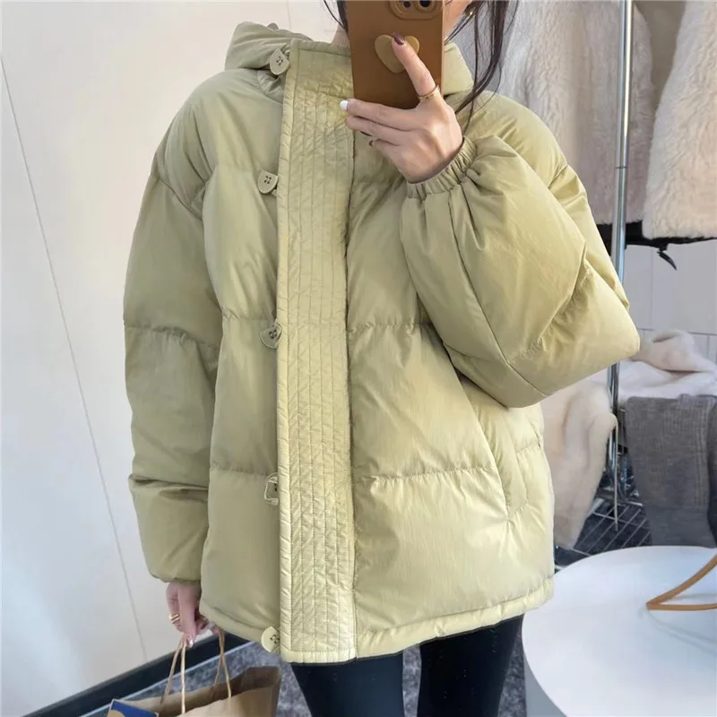 

Women Down Jacket 2022 Winter Warm Thicken White Duck Down Coat Parkas Ladies Casual Loose Hooded Oversize Bread Jacket Outwears