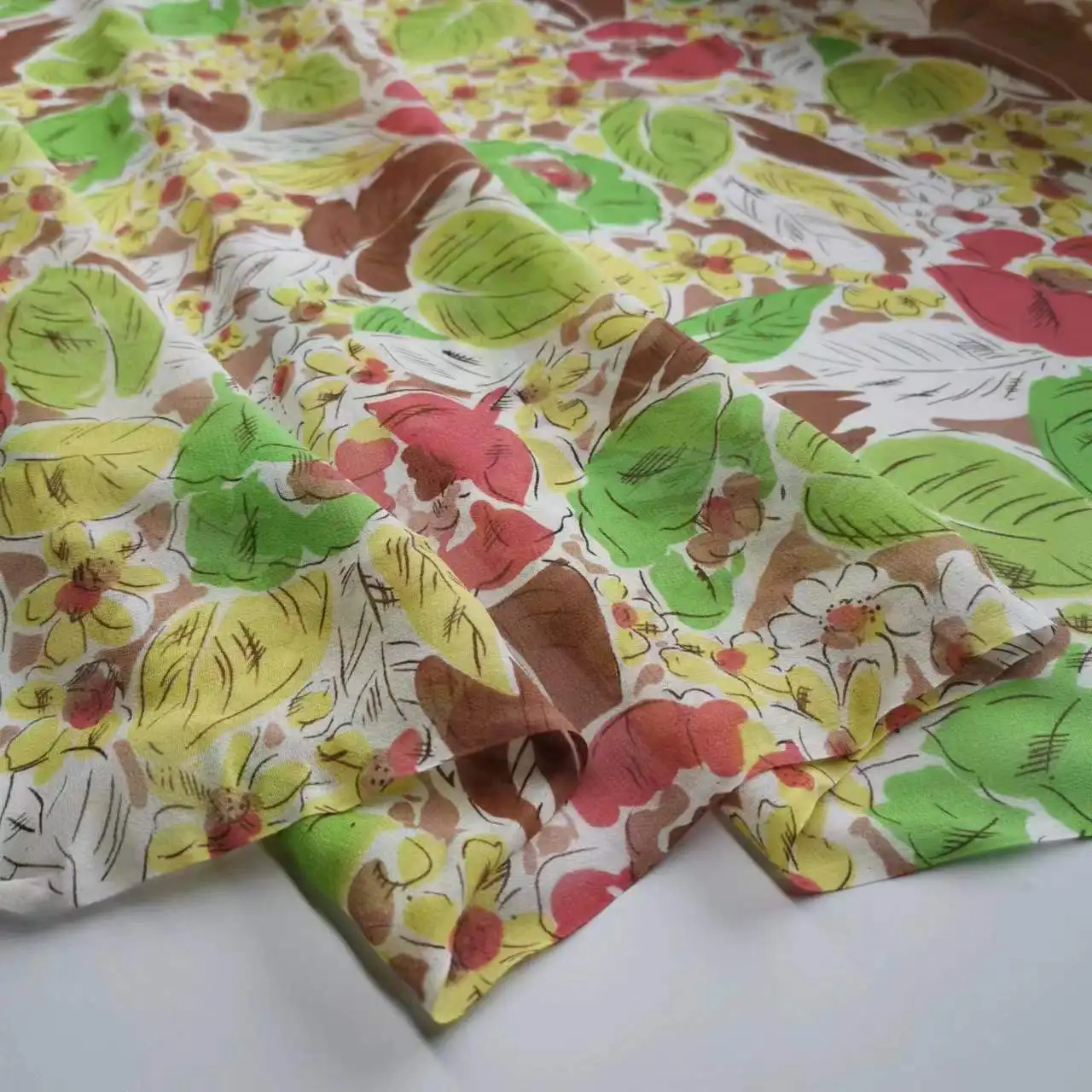 

Floral 100% Silk Georgette 10mm Cosplay Dancing Dress Scarf Sewing Fabric