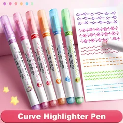 6Pcs/Set Flower Shape Outline Pens Highlighter Marker Curve Roller Tip Pen Cute Stationery Kawaii Graffiti School Acsesories
