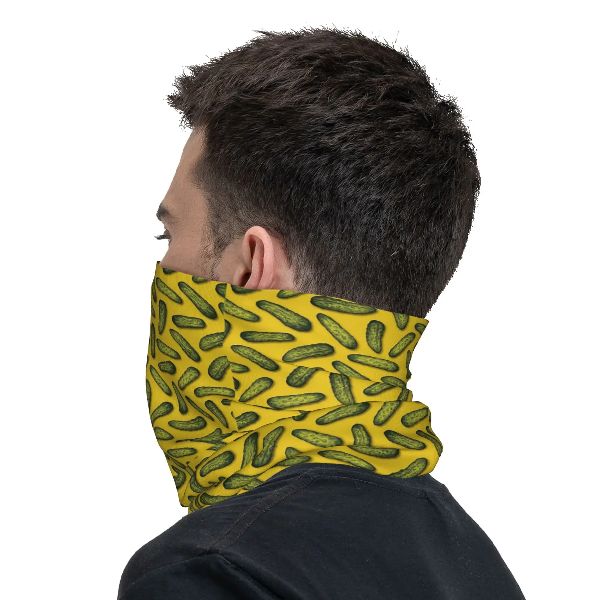 A Plethora Of Pickles - Green & Yellow Gherkin Pattern Bandana Neck Cover Wrap Scarf Multifunction Balaclava Riding