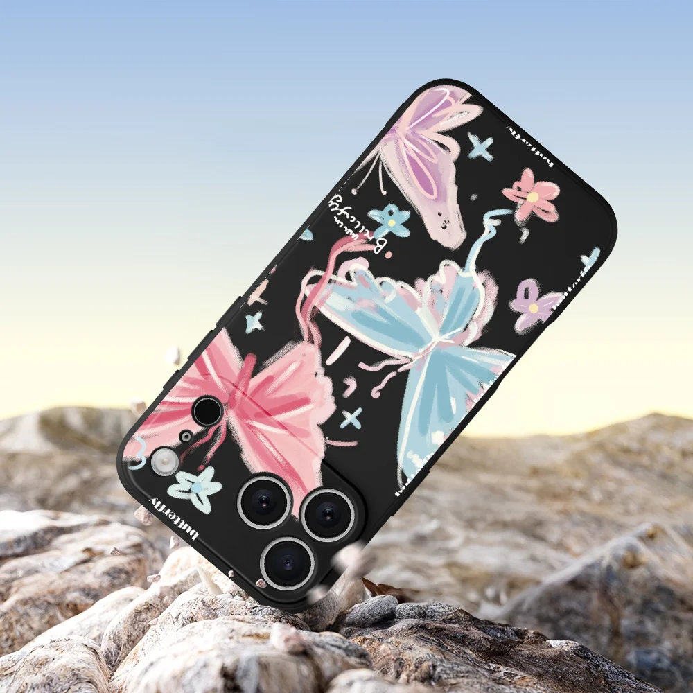 حالمة فراشة قضية الهاتف آيفون 17 ProMax 17 الهواء 16 15 14 13 12 11 برو ماكس XS Max7 8 زائد 16e 16 زائد غطاء من البولي يوريثان Coque