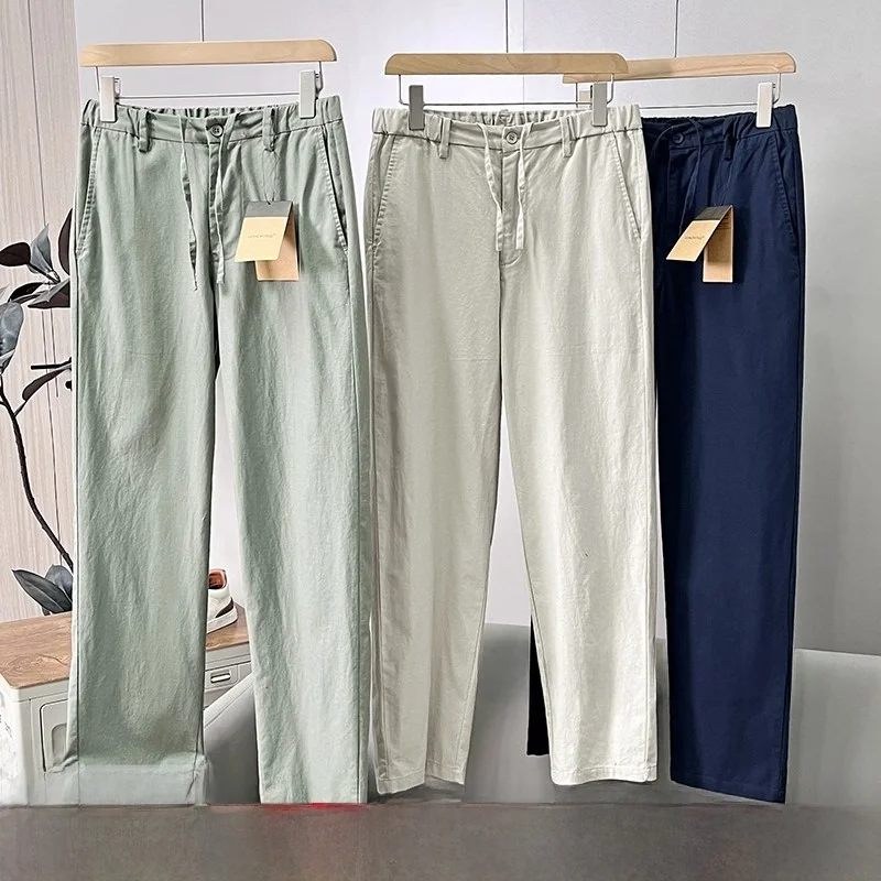 

Cool Cotton Linen Men's Casual Pants Breathable Summer Faion Ci Sle Straight Leg Pants Versatile Casual Wear for Youth