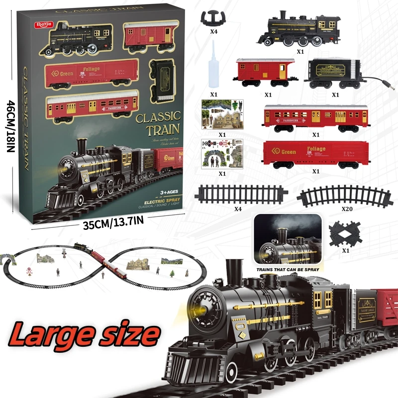 Kids Electric Steam Train Toy Rail High-Speed Rail Parking Lot Model Family Reunion Party Game Boy Birthday Gift